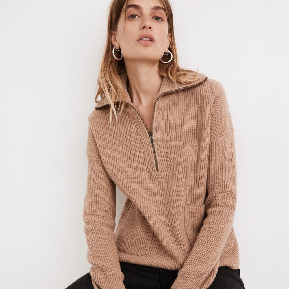 Madewell Glenbrook Half-Zip Pullover Wool blend Sweater